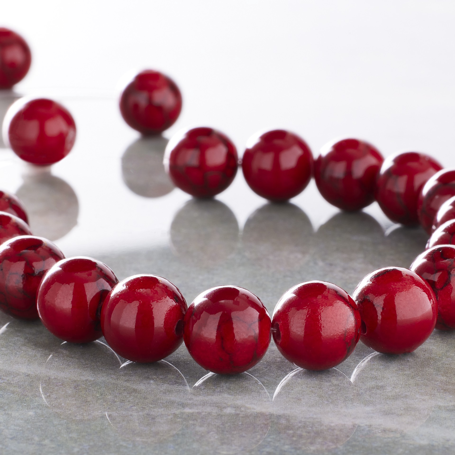 slide 3 of 3, Red Dyed Quartzite Round Beads, 10mm By Bead Landing, 10mm