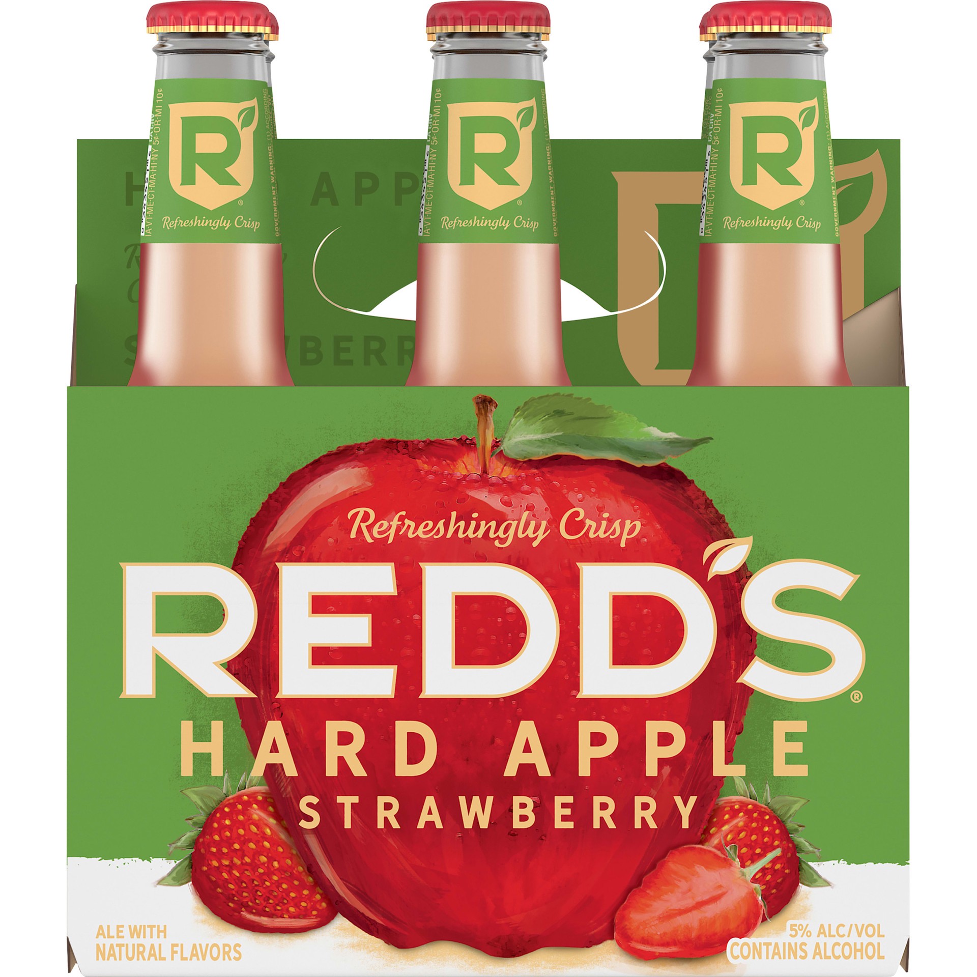 slide 3 of 5, REDD'S HARD APPLE STRAWBERRY 5% ABV Ale, 6 ct; 12 oz