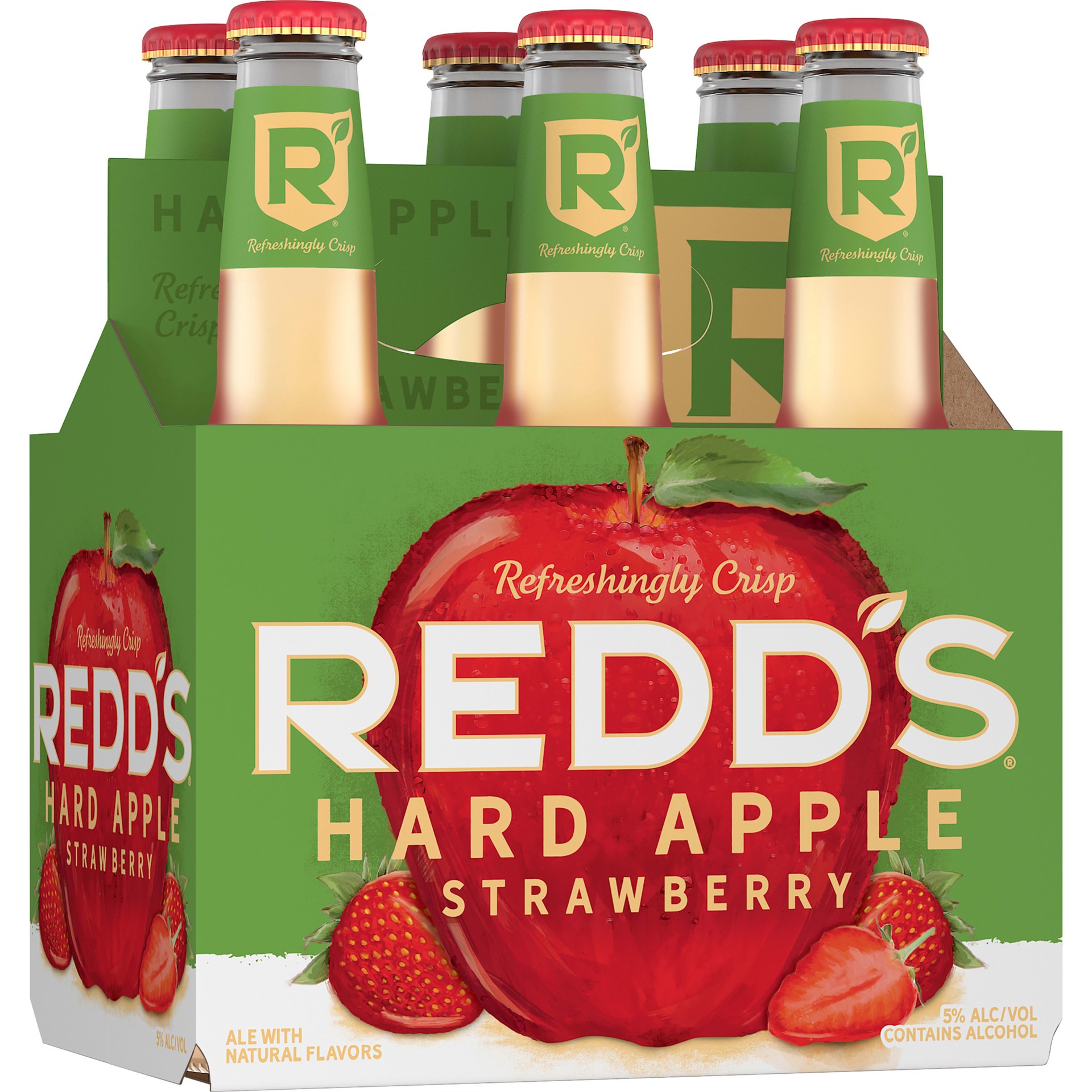 slide 4 of 5, REDD'S HARD APPLE STRAWBERRY 5% ABV Ale, 6 ct; 12 oz