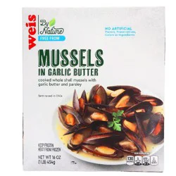 Weis by Nature Frozen, Farm Raised Mussels in Garlic Butter Sauce