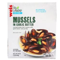 Weis by Nature Frozen, Farm Raised Mussels in Garlic Butter Sauce