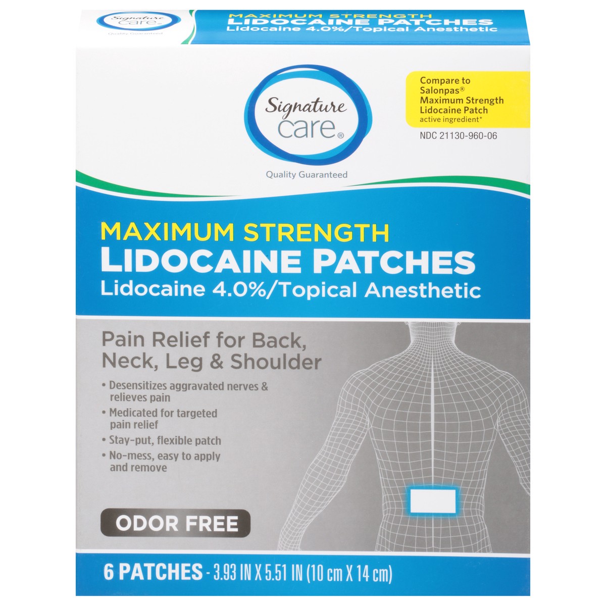 slide 4 of 4, Signature Select/Care Pain Relief Lidocaine Patches - 6 CT, 6 ct