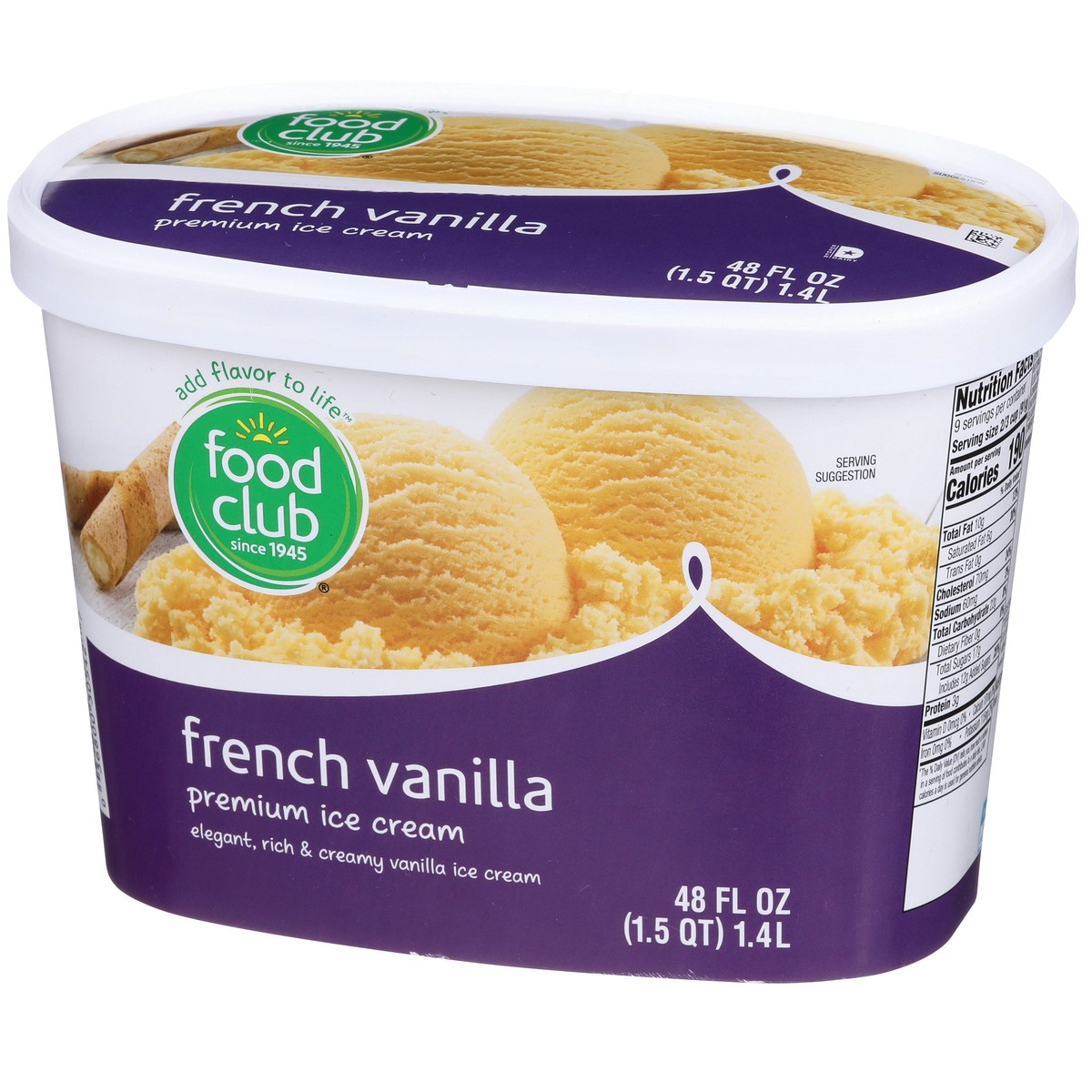 slide 7 of 9, Food Club Ice Cream, Premium, French Vanilla, 48 oz