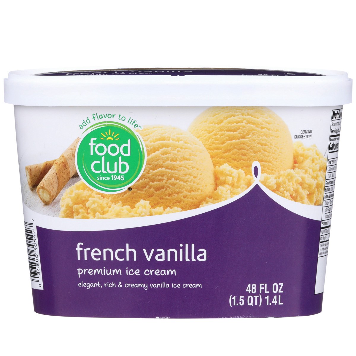 slide 5 of 9, Food Club Ice Cream, Premium, French Vanilla, 48 oz