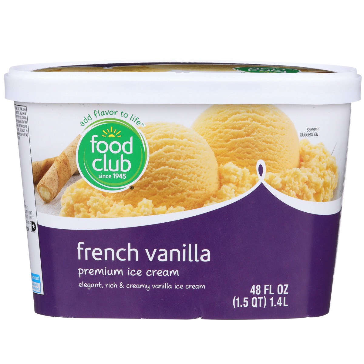 slide 4 of 9, Food Club Ice Cream, Premium, French Vanilla, 48 oz