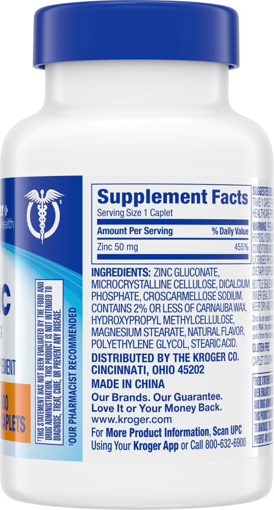 slide 3 of 3, Kroger Zinc 50Mg Caplets, 100 ct