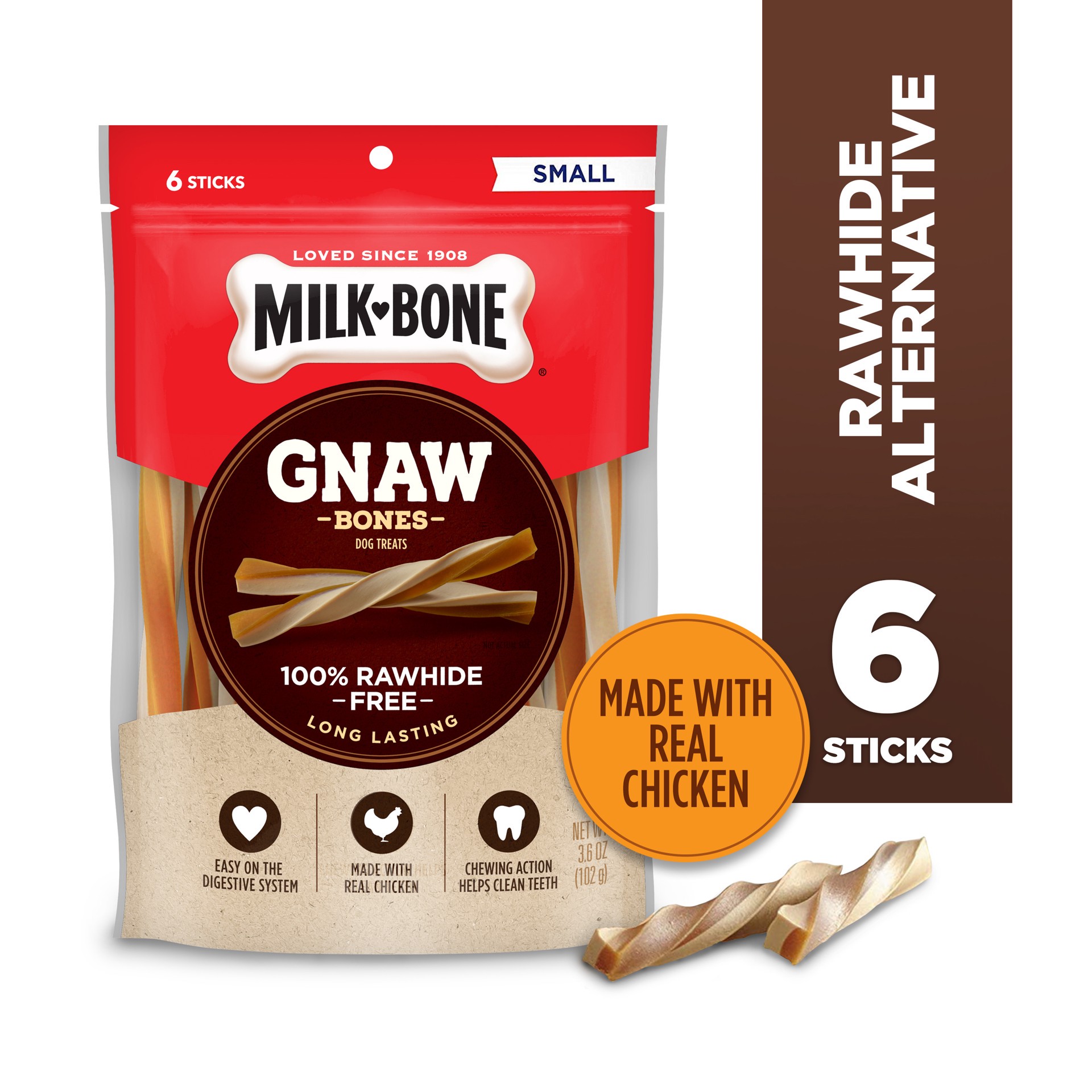 slide 4 of 5, Milk-Bone Rawhide-Free Small Gnaw Bones, 6 ct