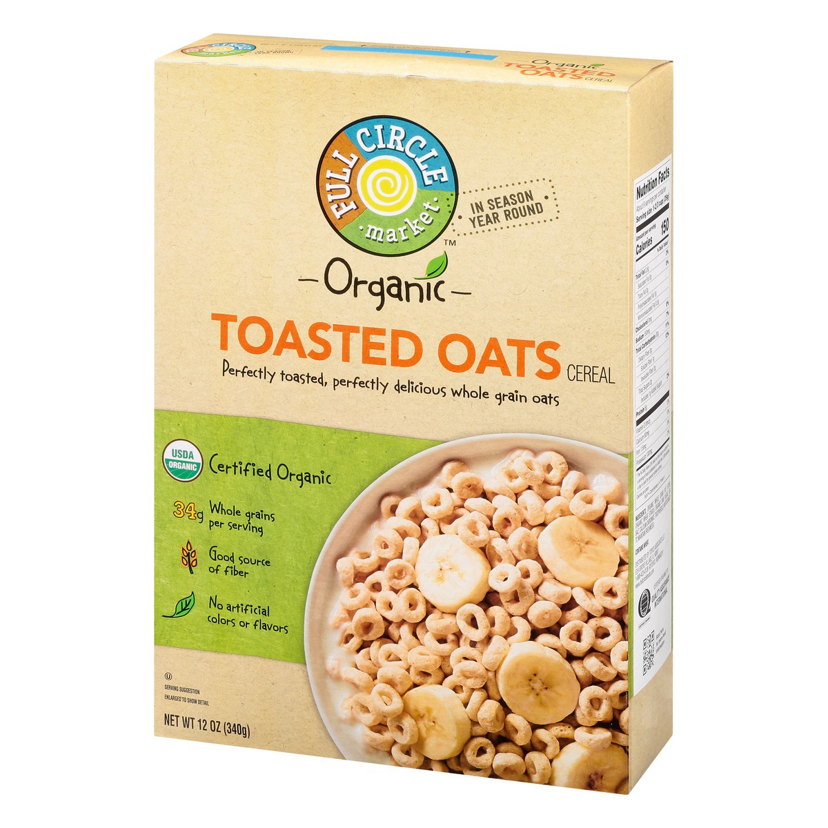 slide 3 of 9, Full Circle Market Organic Toasted Oats Cereal 12 oz, 12 oz