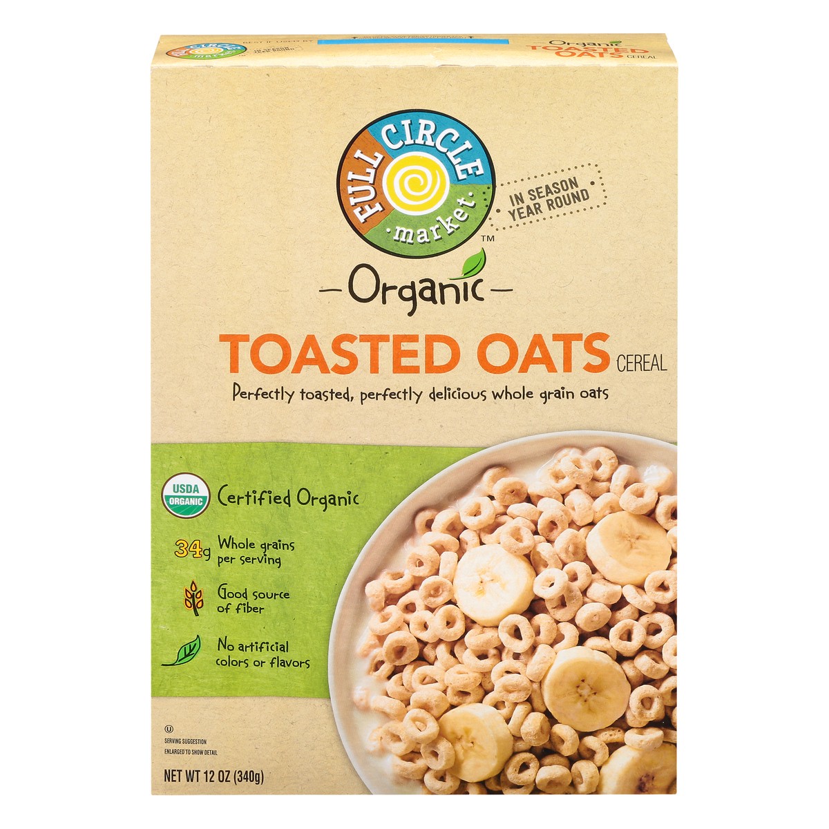 slide 1 of 9, Full Circle Market Organic Toasted Oats Cereal 12 oz, 12 oz