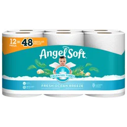 Angel Soft Toilet Paper With Fresh Ocean Breeze Scented Tube, 12 Mega Rolls