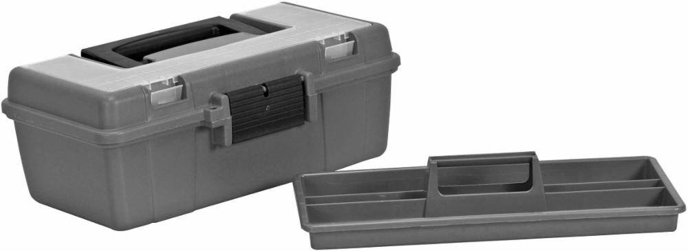 slide 1 of 1, Plano 13-Inch Top Access Tool Box - Graphite Gray/Black, 13 in x 7.5 in x 5 in