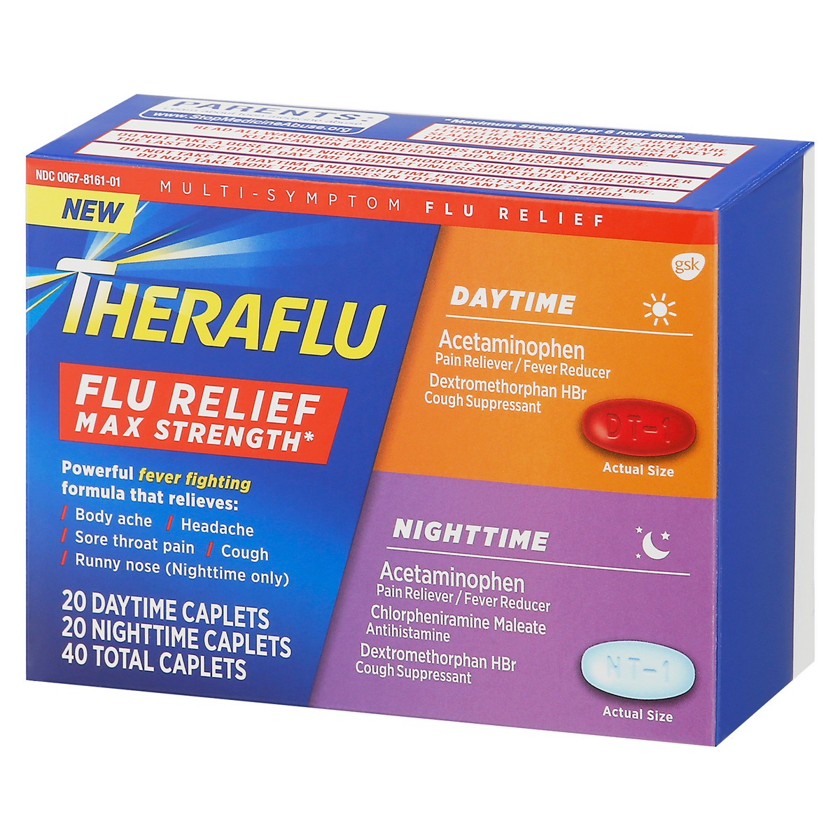 slide 5 of 9, Theraflu Max Strength Daytime and Nighttime Flu Medicine for Flu Symptom Relief - 20 Ct x 2, 40 ct