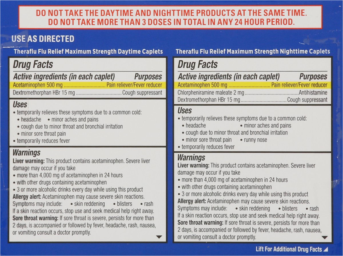 slide 3 of 9, Theraflu Max Strength Daytime and Nighttime Flu Medicine for Flu Symptom Relief - 20 Ct x 2, 40 ct