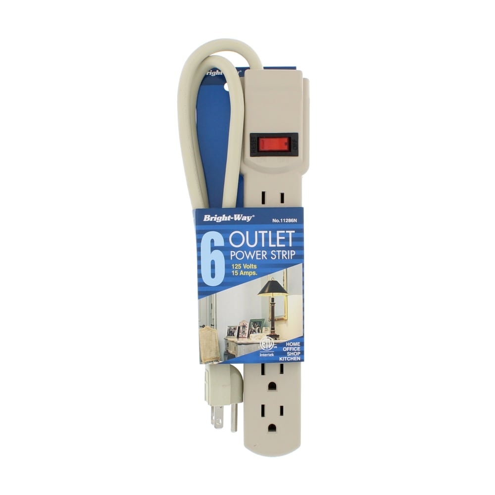 slide 1 of 1, Bright-Way 6-Outlet Power Strip Surge Protector, 1 ct