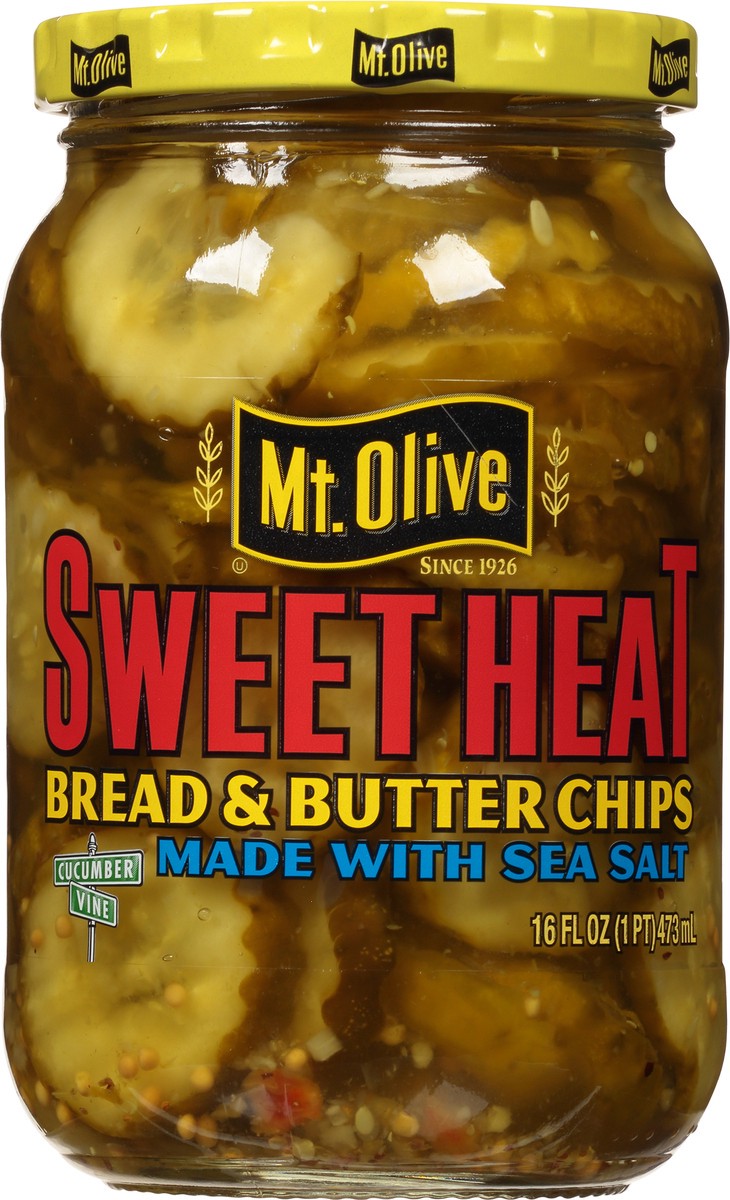 slide 7 of 7, Mt. Olive Sweet Heat Bread & Butter Chips Pickles 16 fl oz Jar, 16 fl oz