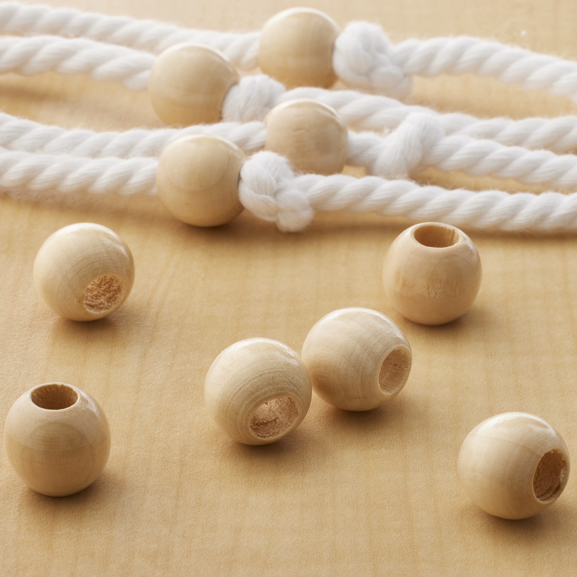 slide 2 of 3, Natural Wood Round Beads By Loops & Threads, 16mm, 16mm