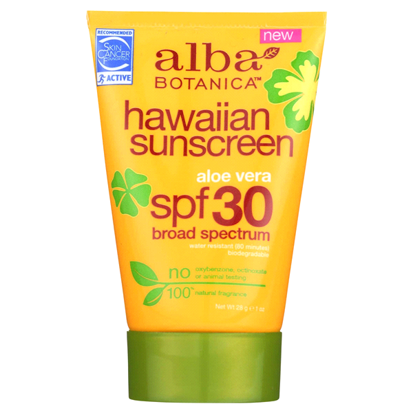 slide 1 of 1, Alba Botanica Aloe Vera Hawaiian Sunscreen Lotion Spf 30, 1 oz