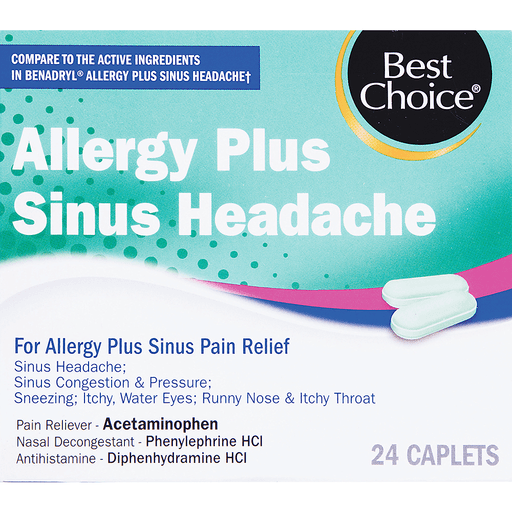 slide 1 of 1, Best Choice Allergy & Sinus Headache, 24 ct