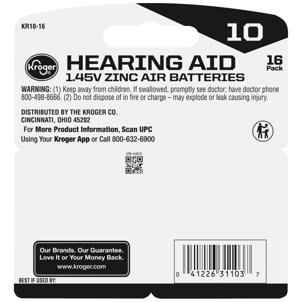 slide 2 of 2, Kroger Size 10 Hearing Aid Batteries, 16 ct