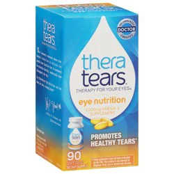 TheraTears Eye Nutrition Omega 3 Supplement for Eye Care, 1200mg Fish Oil and Organic Flaxseed Oil with Vitamin E, 90 Soft Gels
