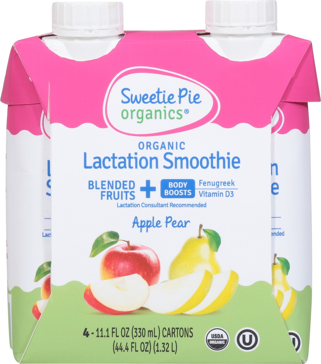 slide 8 of 15, Sweetie Pie Organics Apple Pear Lactation Smoothie 4 - 11 fl oz Cartons, 4 ct