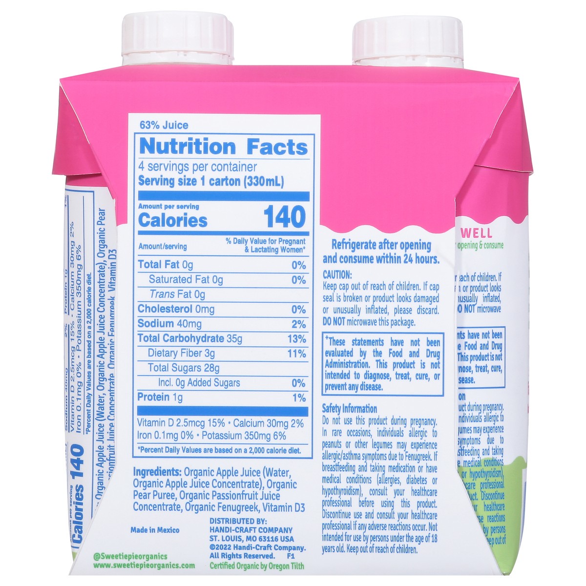 slide 11 of 15, Sweetie Pie Organics Apple Pear Lactation Smoothie 4 - 11 fl oz Cartons, 4 ct