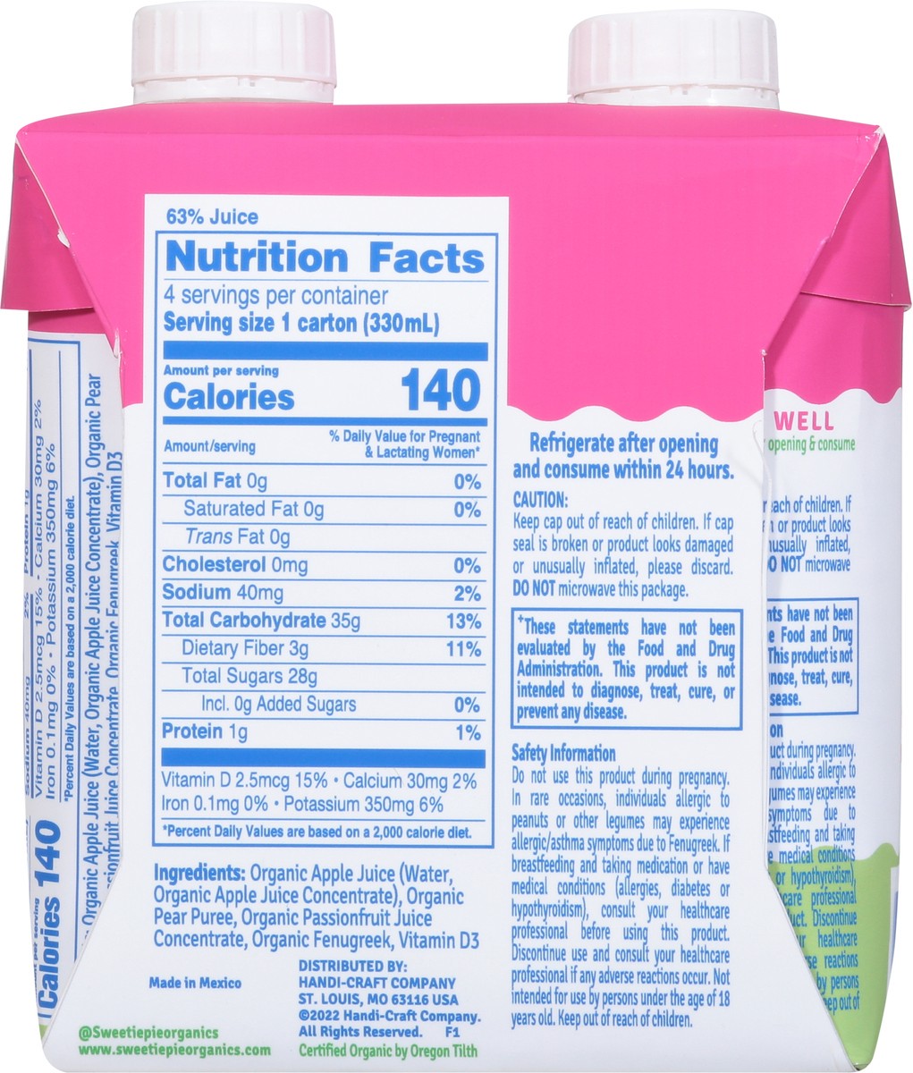 slide 6 of 15, Sweetie Pie Organics Apple Pear Lactation Smoothie 4 - 11 fl oz Cartons, 4 ct