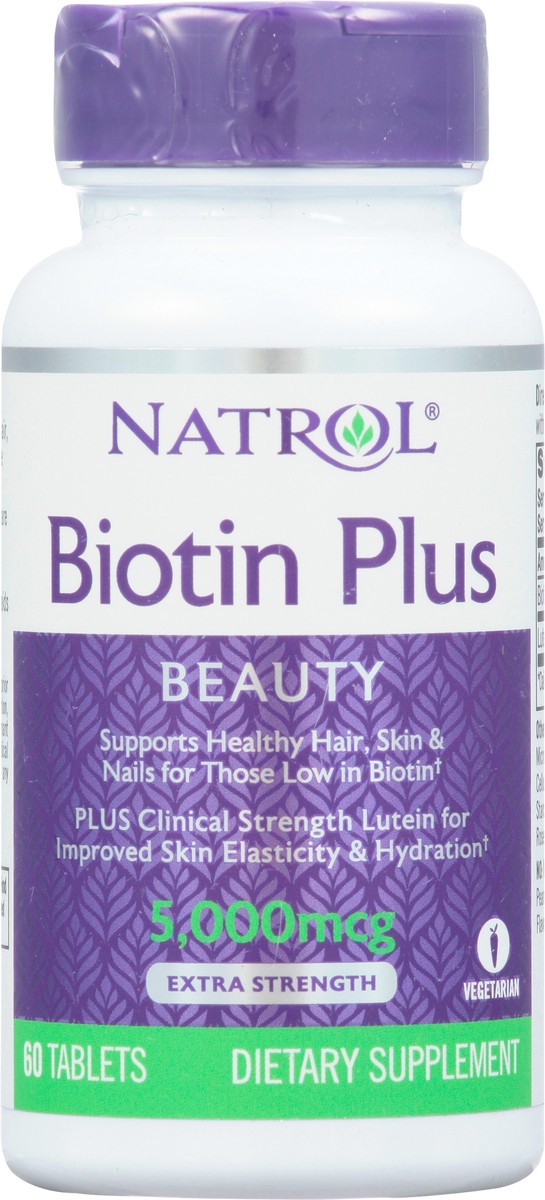 slide 2 of 14, Natrol Tablets 5000 mcg Extra Strength Beauty Biotin Plus 60 ea, 60 ct