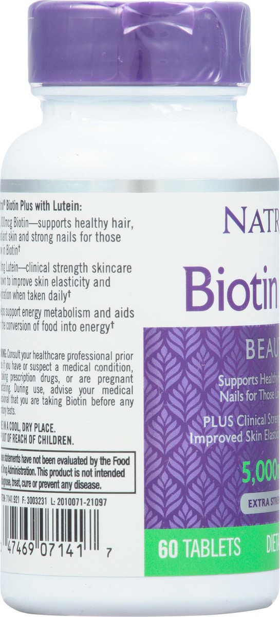 slide 13 of 14, Natrol Tablets 5000 mcg Extra Strength Beauty Biotin Plus 60 ea, 60 ct