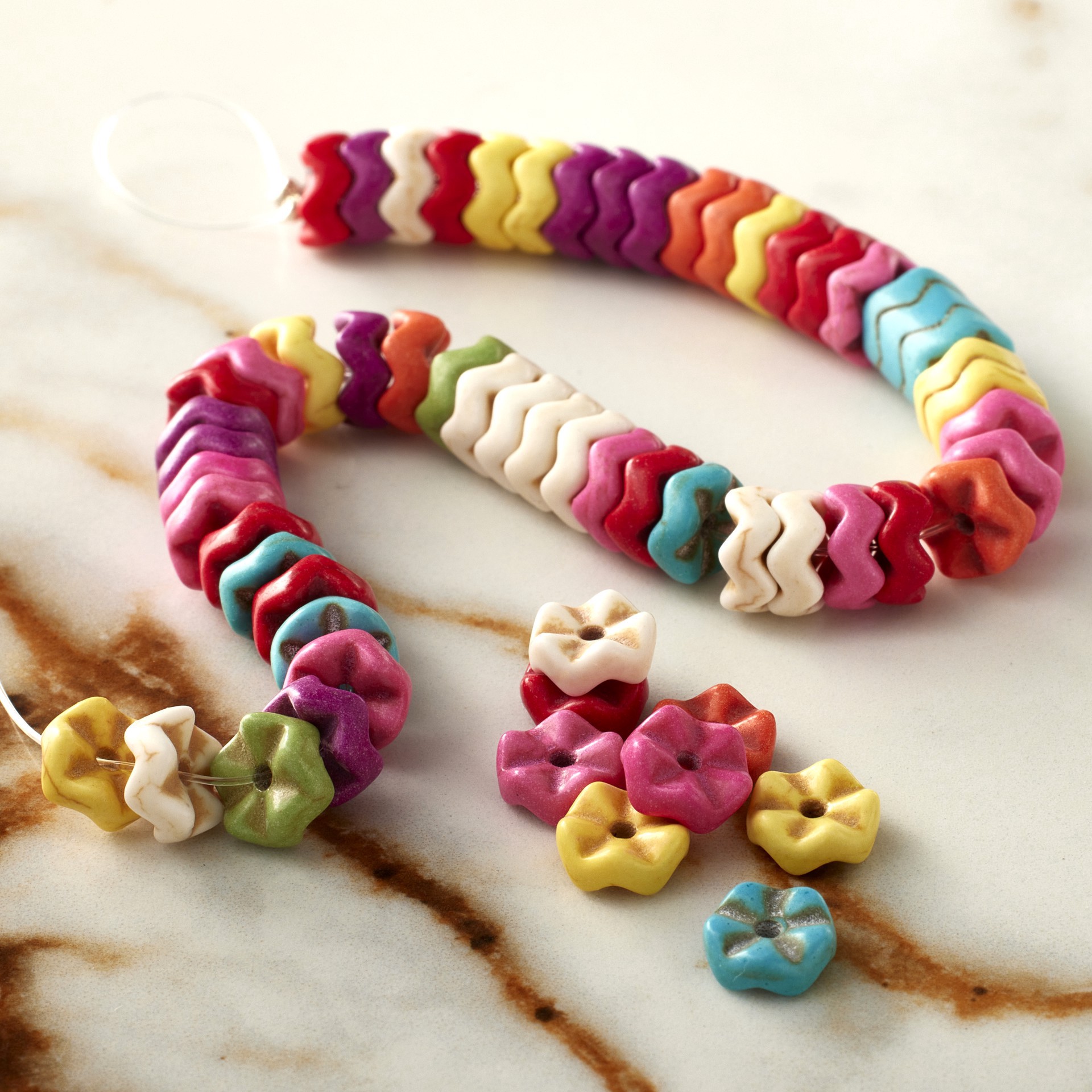 slide 2 of 3, Multicolored Reconstituted Howlite Wave Disc Beads, 8mm By Bead Landing, 8mm