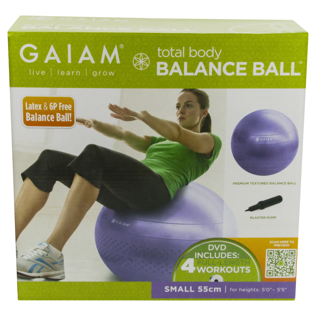 slide 1 of 6, Gaiam Total Body 55cm Balance Ball Kit, 1 ct