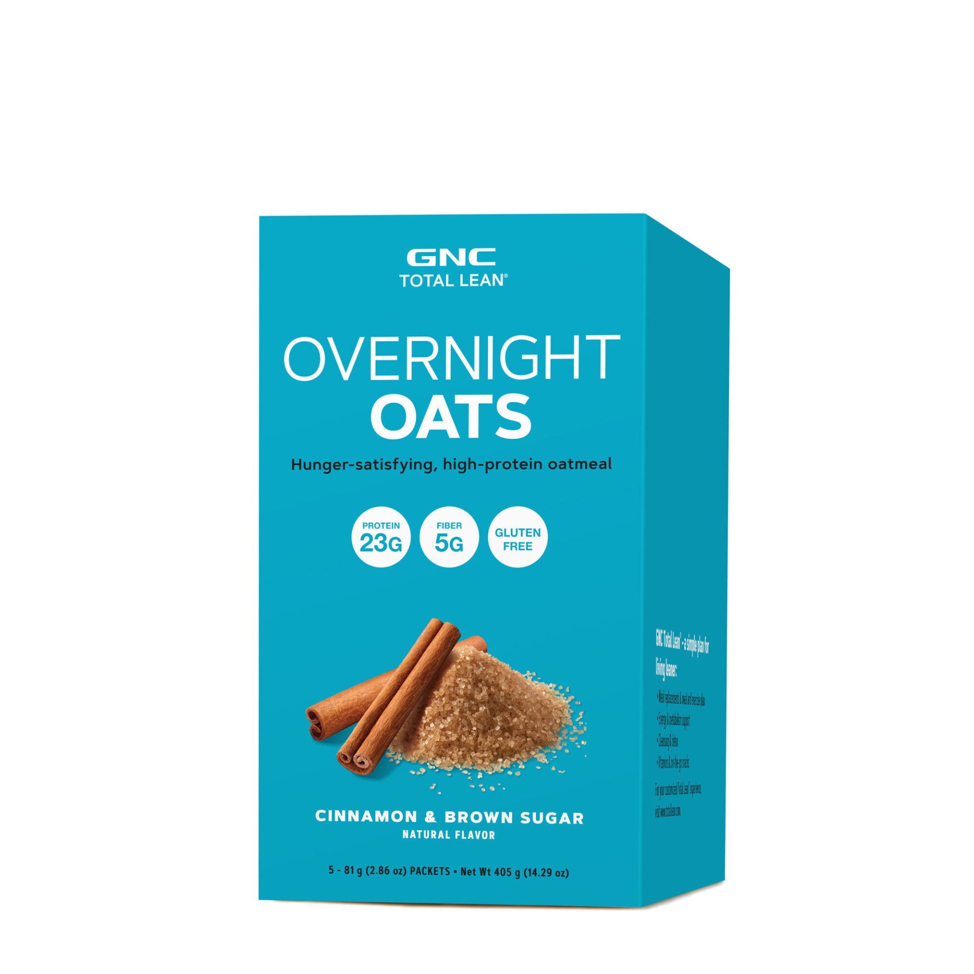 slide 1 of 1, GNC Total Lean Overnight Oats - Cinnamon and Brown Sugar, 5 ct