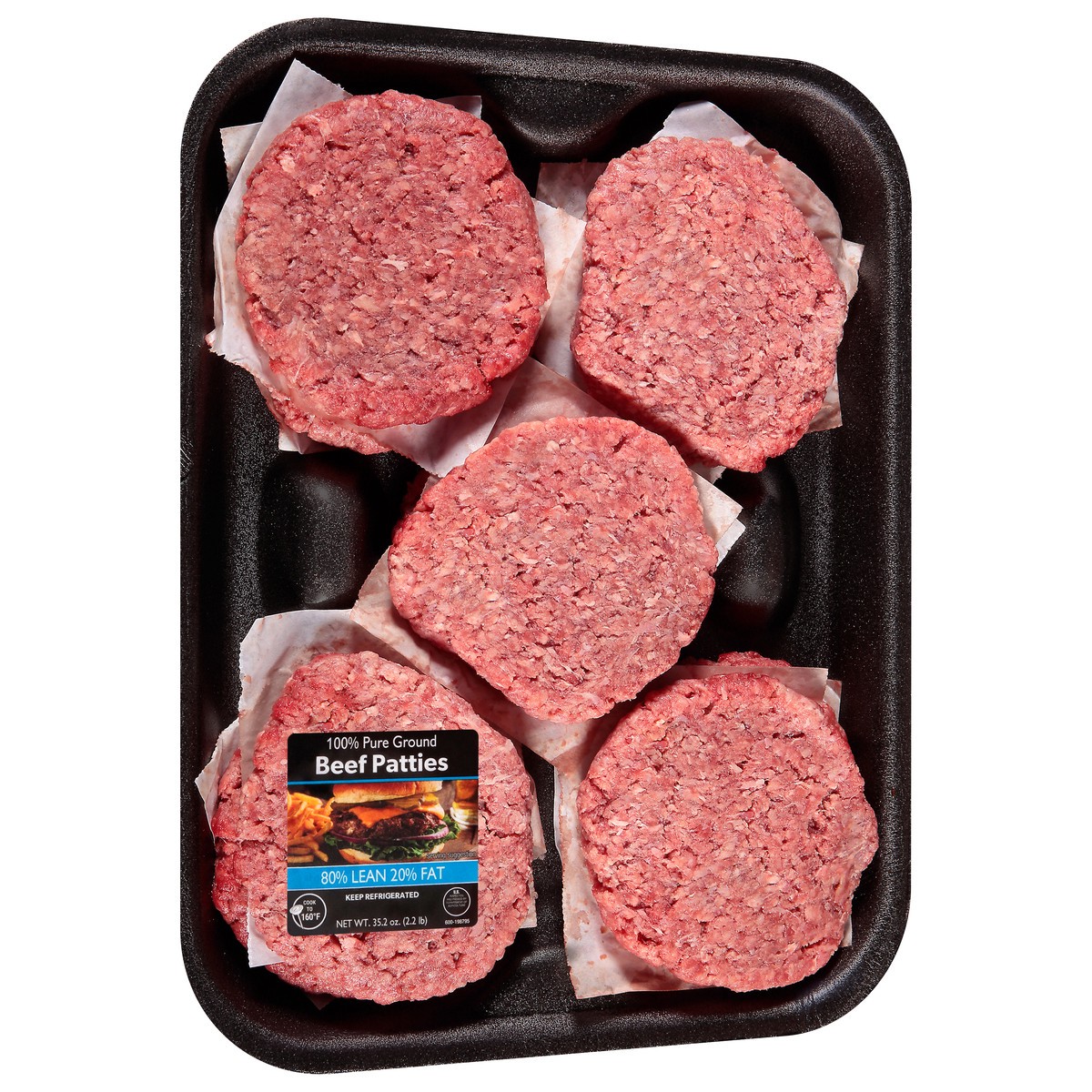 slide 3 of 9, JBS Ground 80%/20% Beef Patties 35.2 oz Tray, 35.2 oz