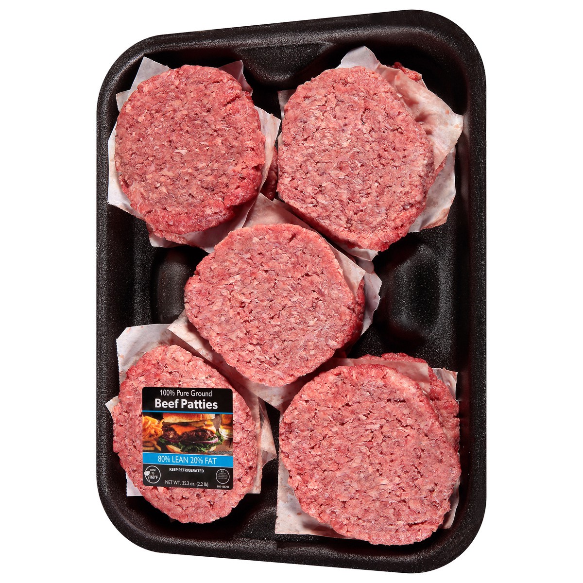 slide 7 of 9, JBS Ground 80%/20% Beef Patties 35.2 oz Tray, 35.2 oz