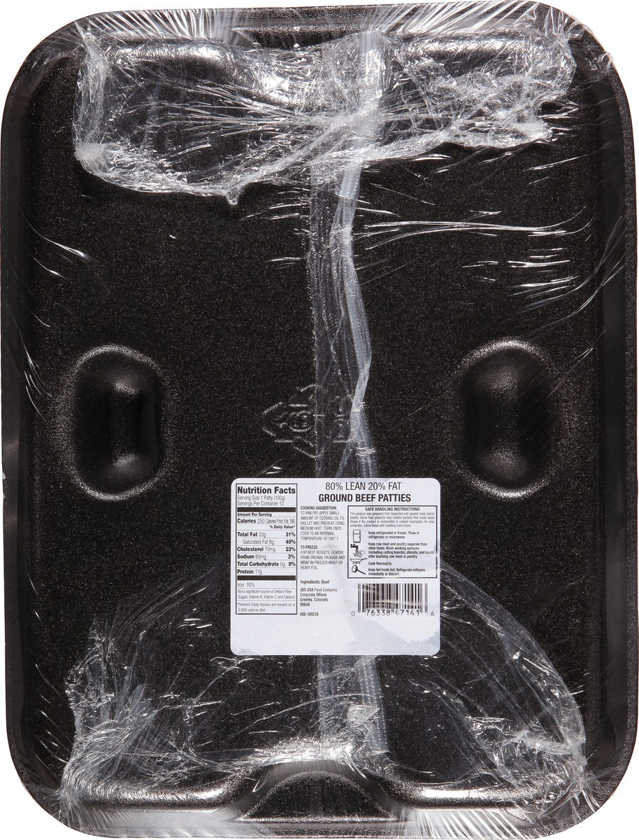 slide 9 of 9, JBS Ground 80%/20% Beef Patties 35.2 oz Tray, 35.2 oz