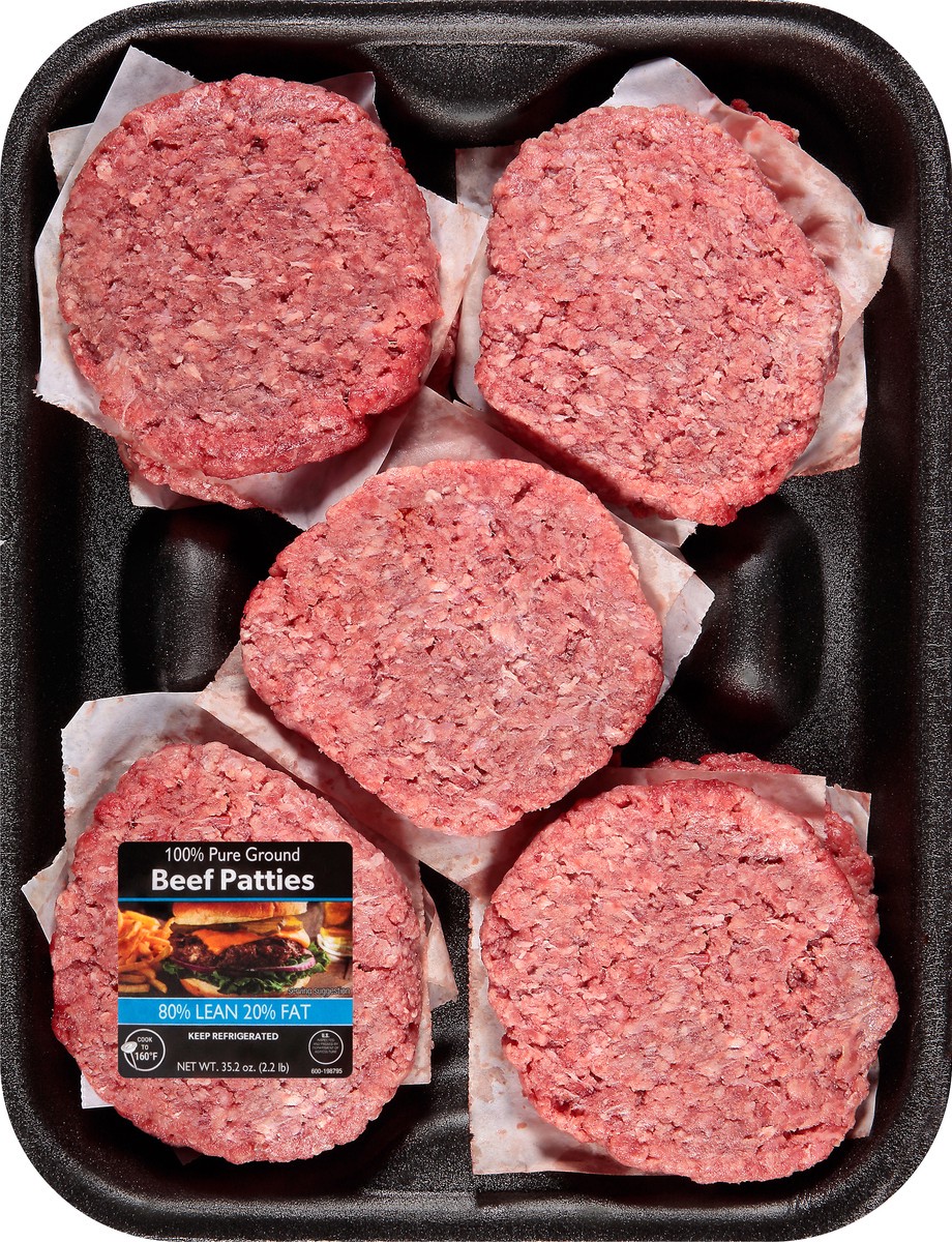 slide 2 of 9, JBS Ground 80%/20% Beef Patties 35.2 oz Tray, 35.2 oz