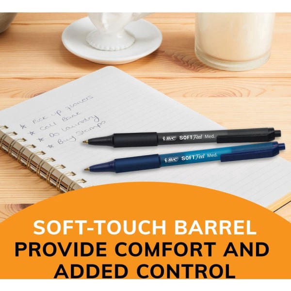 slide 2 of 9, BIC Soft Feel Ballpoint Retractable Pen- Black/Blue (36 Per Pack), 1 mm, 1 mm