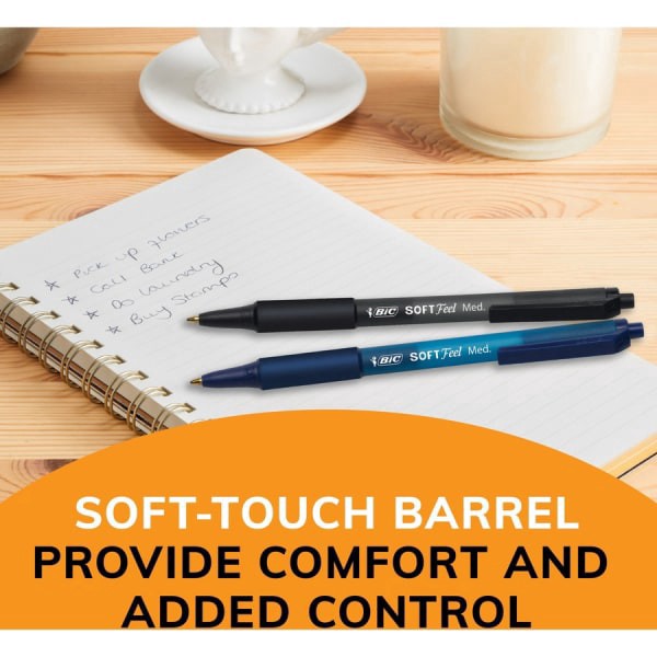 slide 6 of 9, BIC Soft Feel Ballpoint Retractable Pen- Black/Blue (36 Per Pack), 1 mm, 1 mm