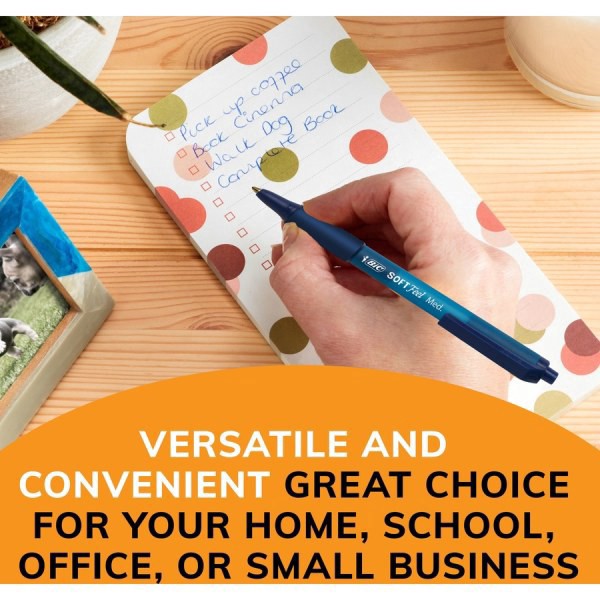 slide 5 of 9, BIC Soft Feel Ballpoint Retractable Pen- Black/Blue (36 Per Pack), 1 mm, 1 mm