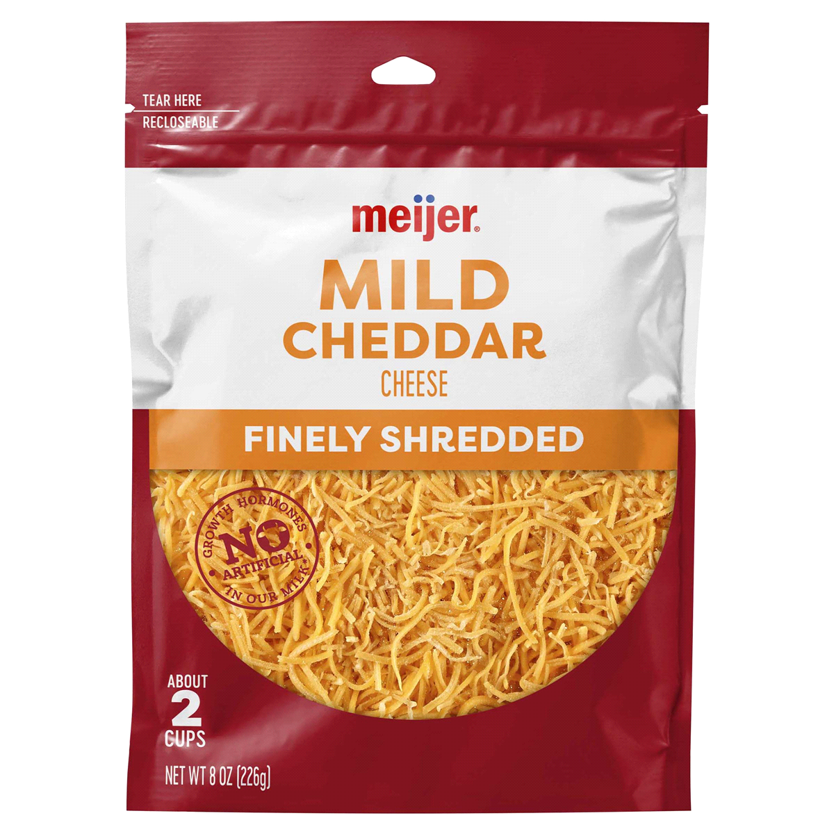 slide 1 of 5, Meijer Finely Shredded Mild Cheddar Cheese, 8 oz
