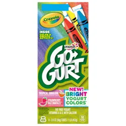 Go-GURT Strawberry and Tropical Kids Fat Free Yogurt Variety Pack, Gluten Free, 2 oz Yogurt Tubes (8 Count)