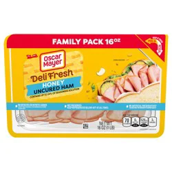 Oscar Mayer Deli Fresh Honey Uncured Sliced Ham Deli Lunch Meat Family Size, 16 oz Package