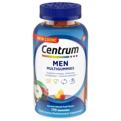 Centrum MultiGummies Gummy Multivitamin for Men, Multivitamin/Multimineral Supplement with Selenium, Antioxidants and Vitamin D3, Assorted Fruit Flavor - 170 Count