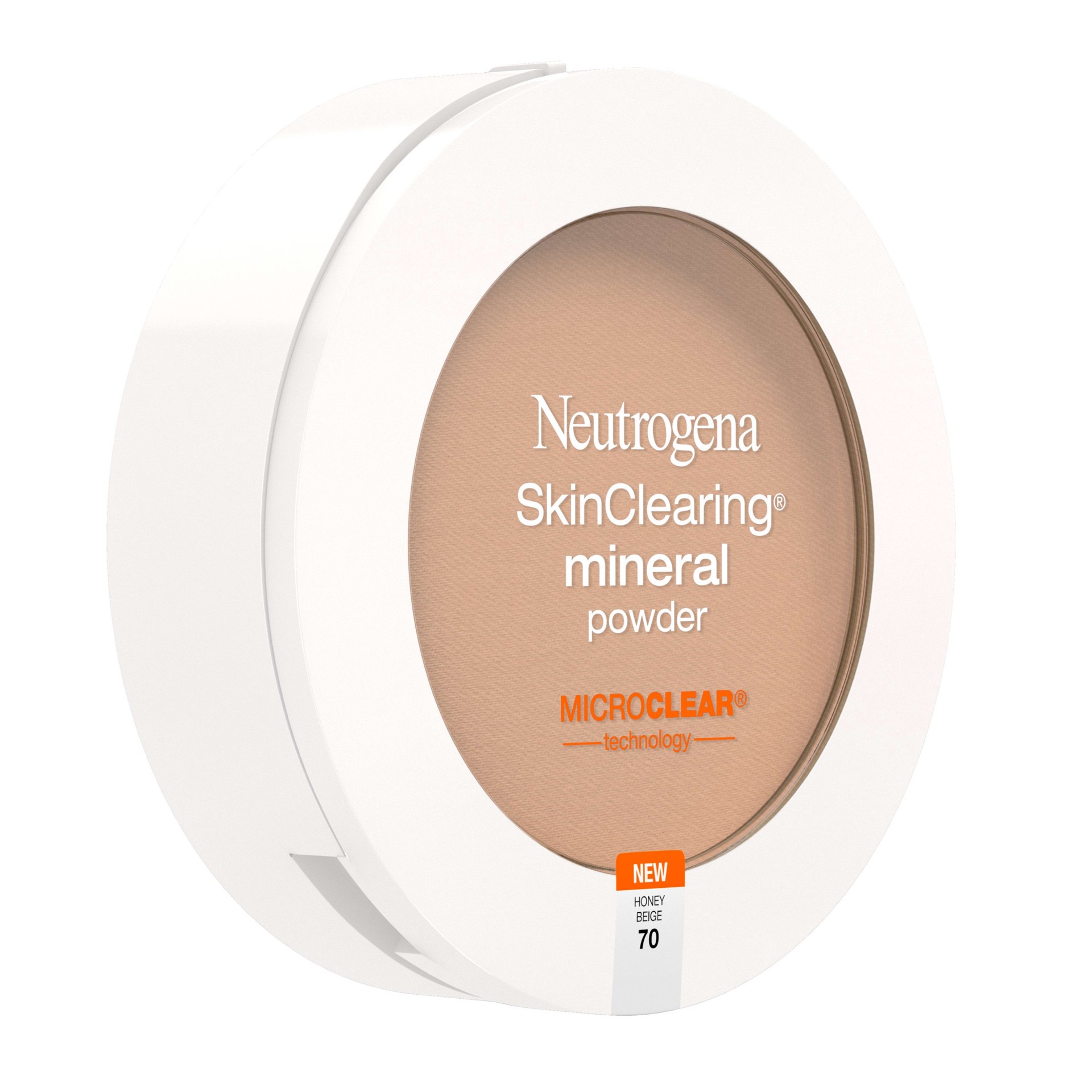 slide 3 of 5, Neutrogena SkinClearing Mineral Powder, Honey Beige 70, .38 Oz, 0.38 oz