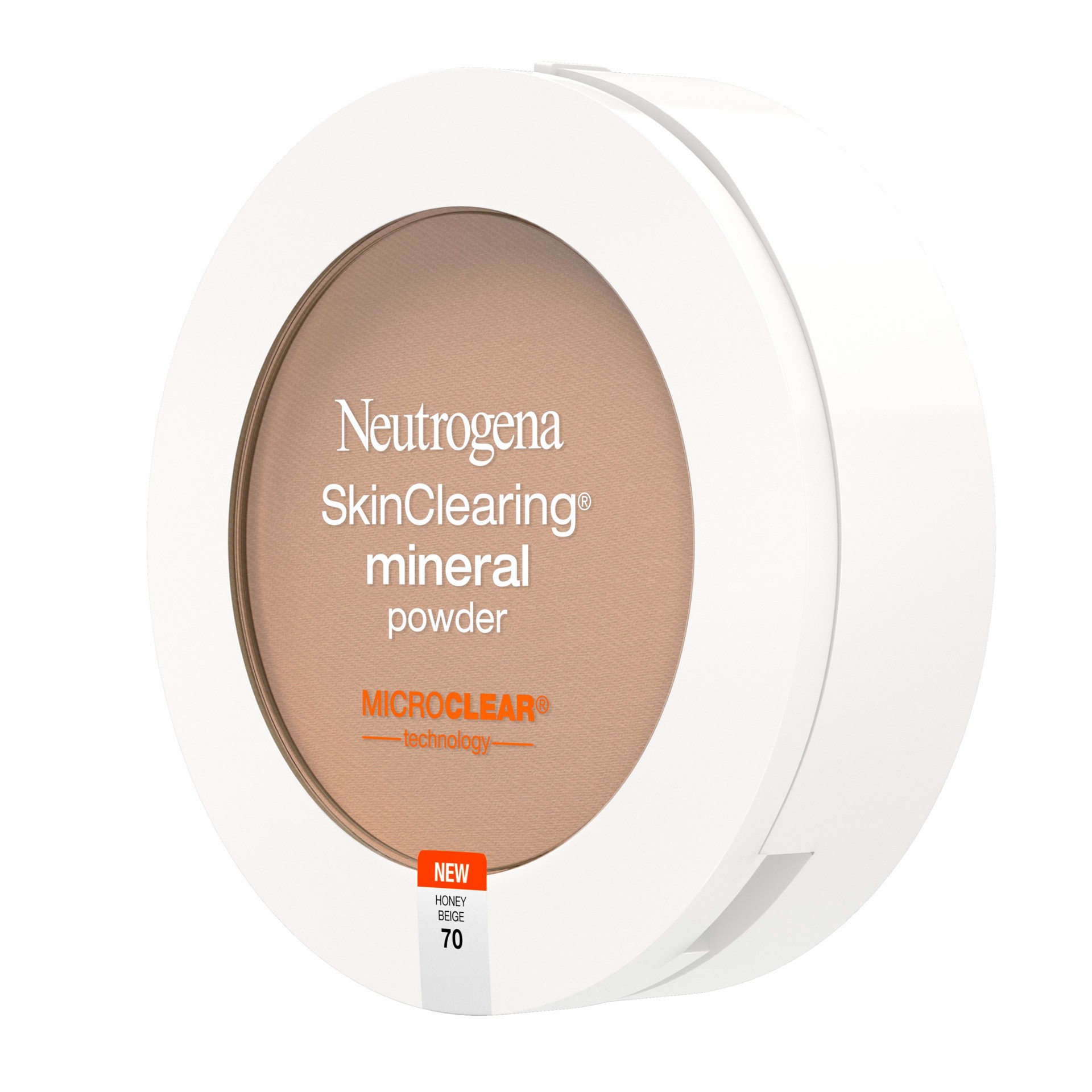 slide 4 of 5, Neutrogena SkinClearing Mineral Powder, Honey Beige 70, .38 Oz, 0.38 oz