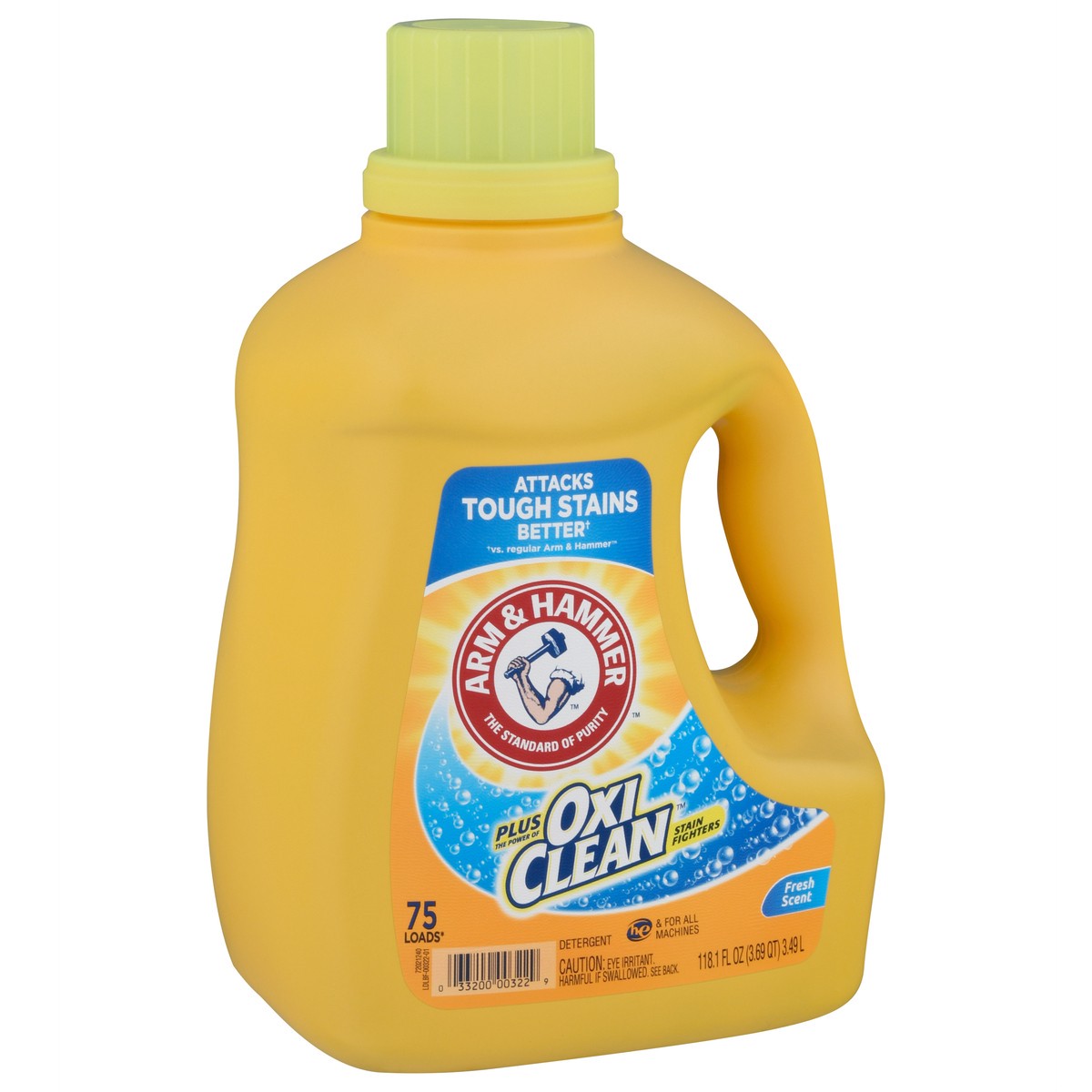 slide 4 of 11, ARM & HAMMER Plus OxiClean Fresh Scent, 75 Loads Liquid Laundry Detergent, 118.1 Fl oz, 122.5 oz