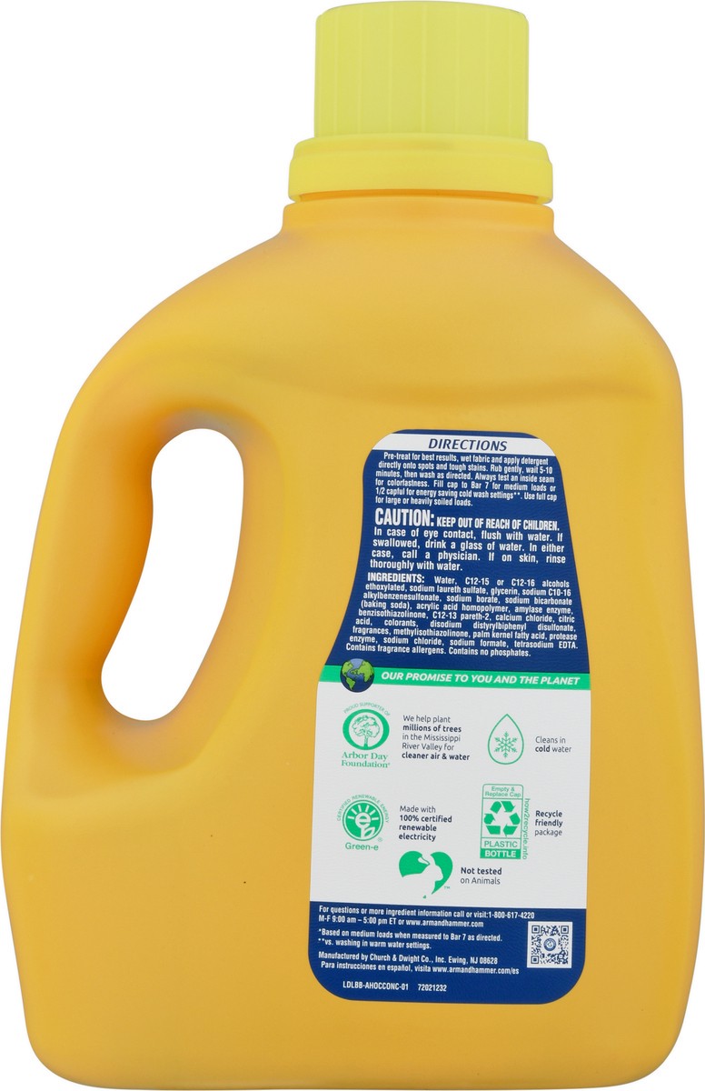 slide 6 of 11, ARM & HAMMER Plus OxiClean Fresh Scent, 75 Loads Liquid Laundry Detergent, 118.1 Fl oz, 122.5 oz