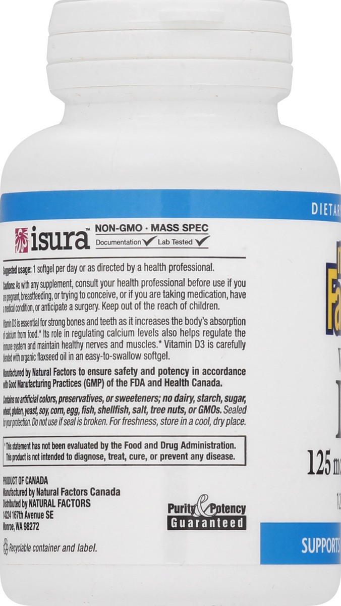 slide 6 of 7, Natural Factors Vitamin D3 120 ea, 120 ct