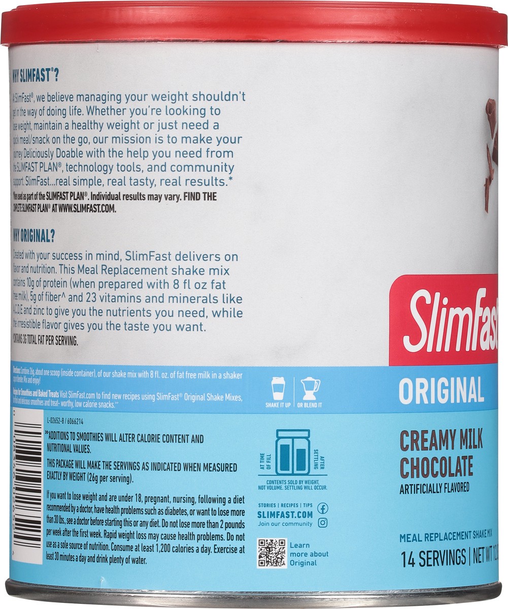 slide 2 of 12, SlimFast Original Creamy Milk Chocolate Meal Replacement Shake Mix 12.83 oz, 12.83 oz