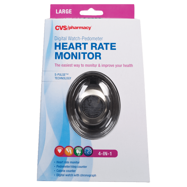 slide 1 of 1, CVS Digital Watch-Pedometer Heart Rate Monitor, 1 ct